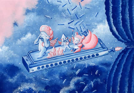 天使のハーモニカ 絵の具作品